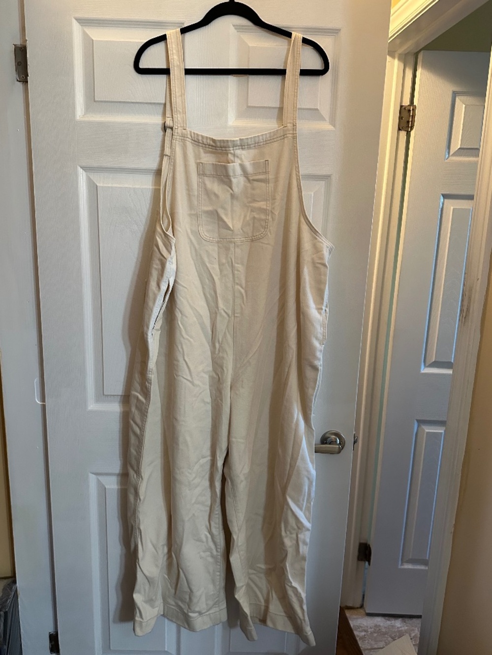 Aerie Plus Size Cream Soft Denim Overalls XXL NWT Relaxed Fit Wide Leg Jumpsuit